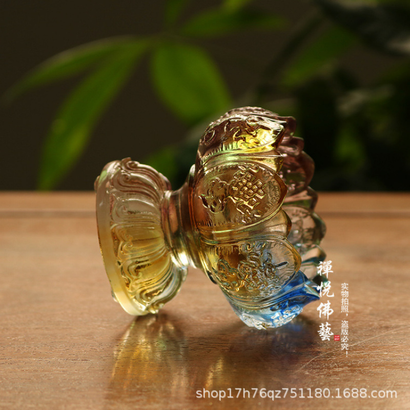 Candle Oil Supplies - Tempat Lilin Kaca Lotus Kekayaan Delapan